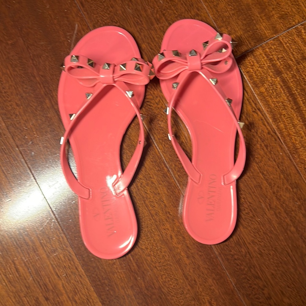 Pink Valentino rubber studded sandals
